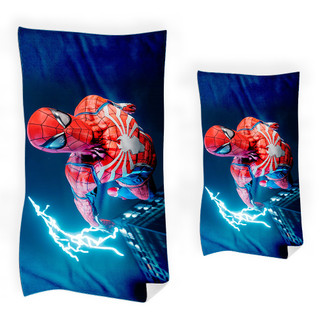 Toalha de Banho Homem Aranha City - Kit Toalha de Banho + Rosto infantil felpuda Homem Aranha City