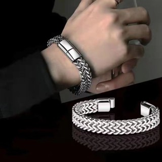 Pulseira masculina de aço inoxidável, de alta qualidade, simples, dominadora, hip-hop, frente e verso, joias punk em Oferta na Shopee