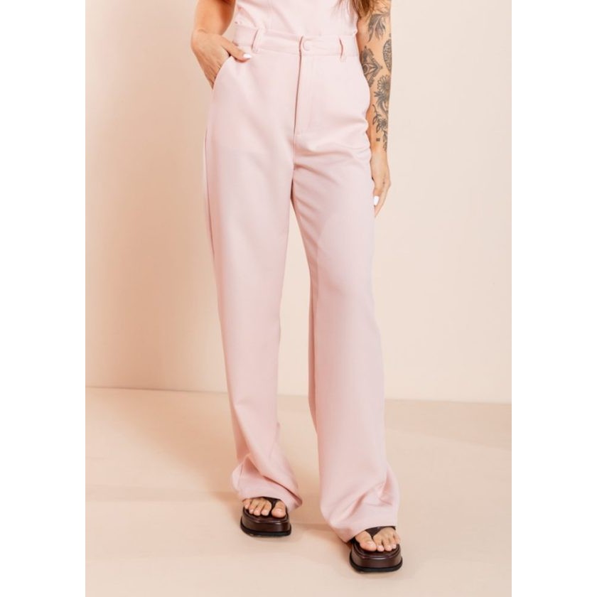 Calça Pantalona Alfaiataria Blush Suzy PKD Feminina Elegante e Confortável para Look Sofisticado
