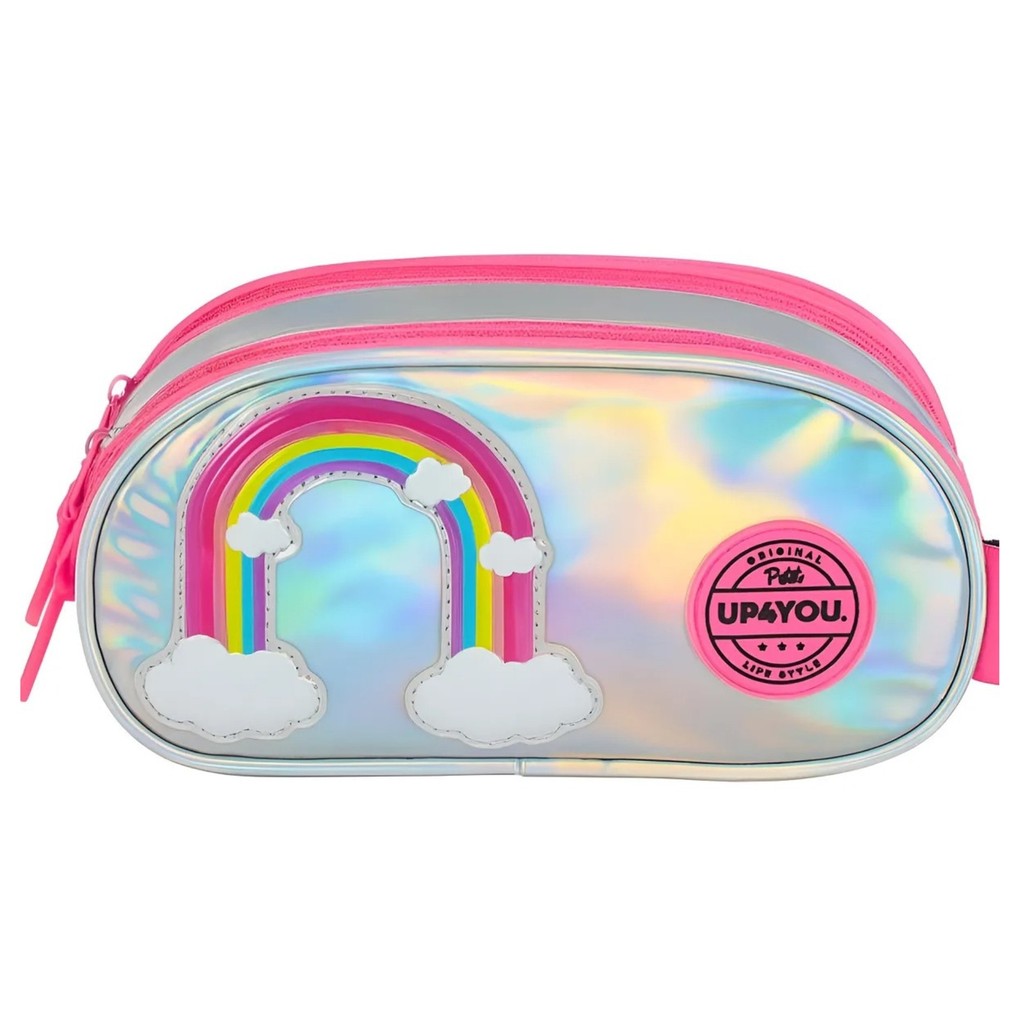 Estojo Escolar Triplo Infantil Luxcel EI41135UP UP4YOU Arco-íris
