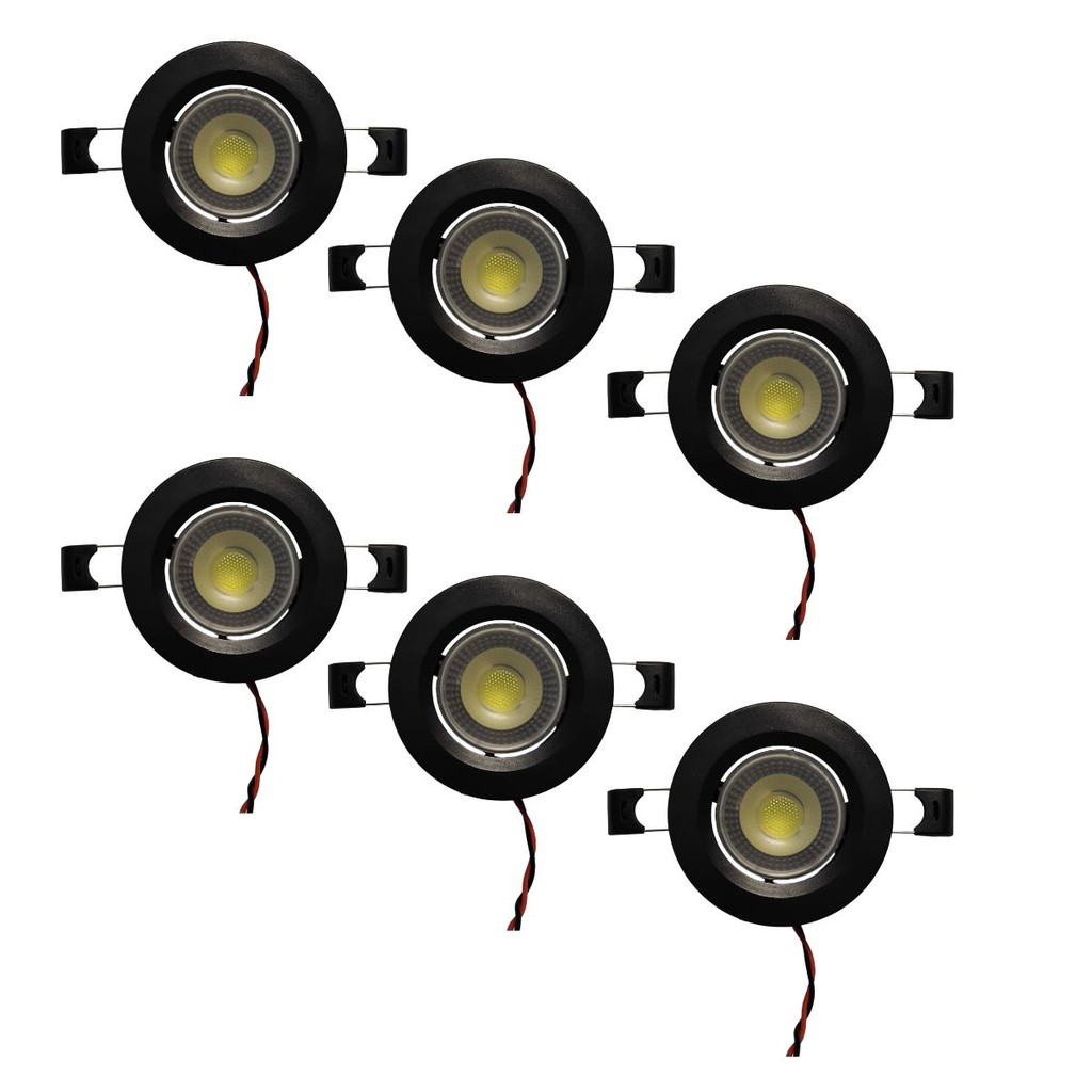 Kit 6 x Spot de led 2W embutir 12V branco frio para motor home lancha barco trailer bateria 12V