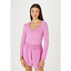 Blusa Básica Feminina Manga Longa Slim