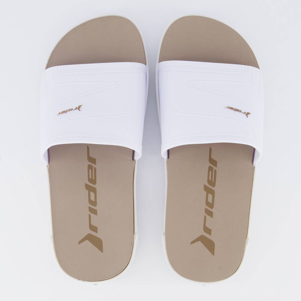 Chinelo Slide Rider Plus Bege e Branco