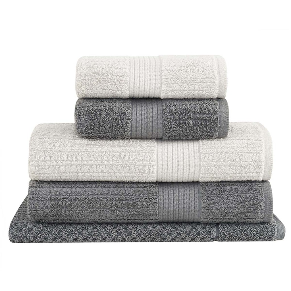 Jogo Toalha Gigante Fio Penteado 5 Peças Cinza Buddemeyer