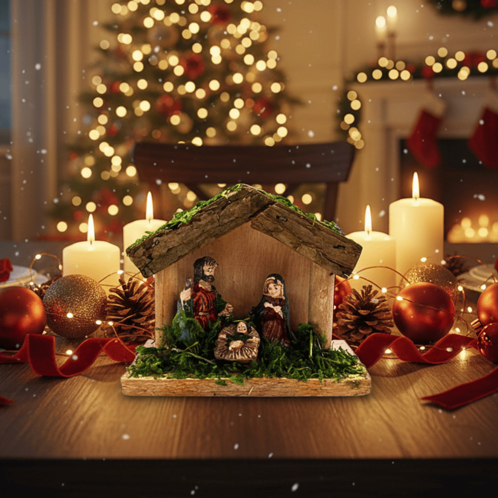 Presépio Natalino 10cm MDF e Resina - Wincy Natal / Sagrada Família / Enfeite Decoração Mesa
