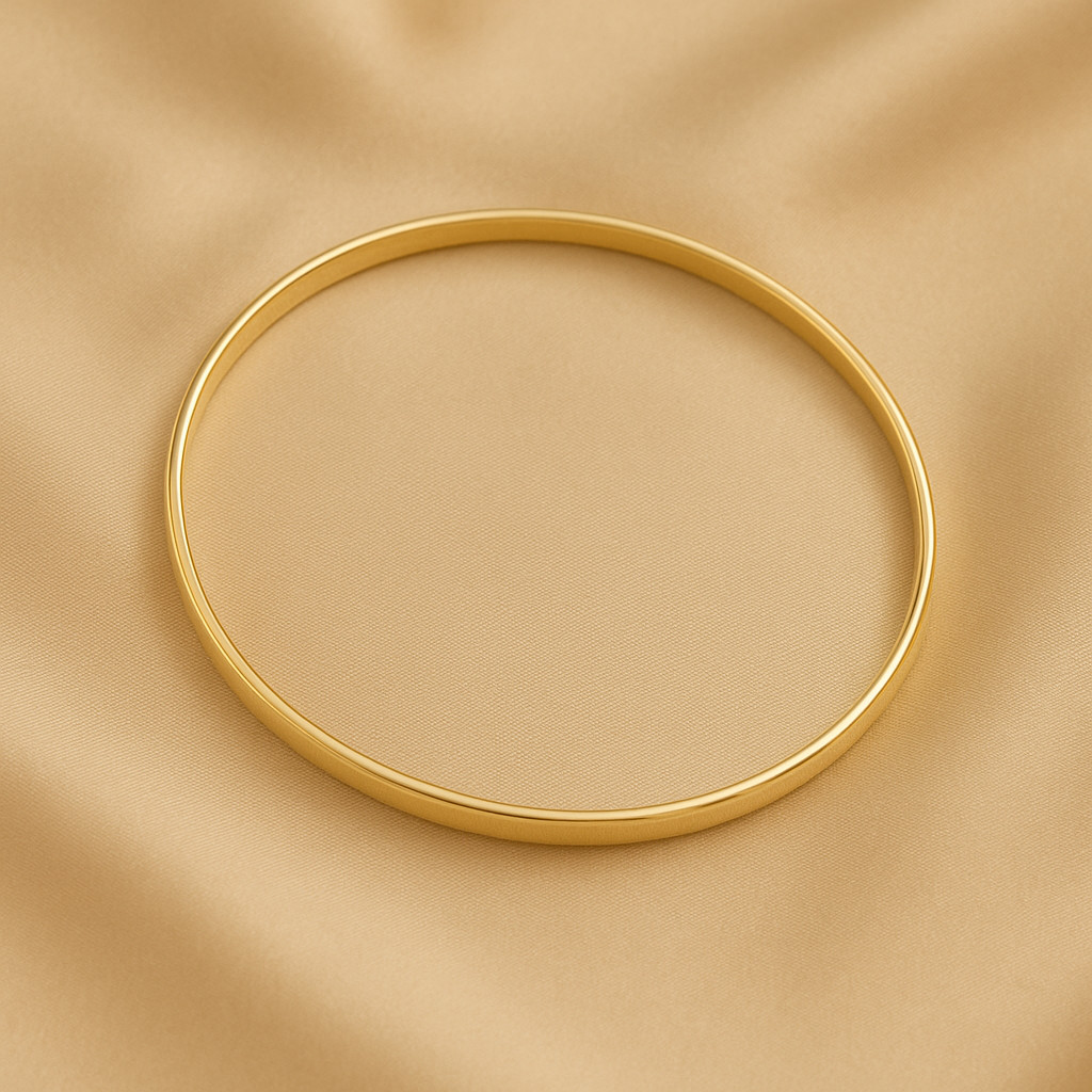 Bracelete Liso Feminino Minimalista Básico Dourado Elegante com Garantia Folheado a Ouro 18k