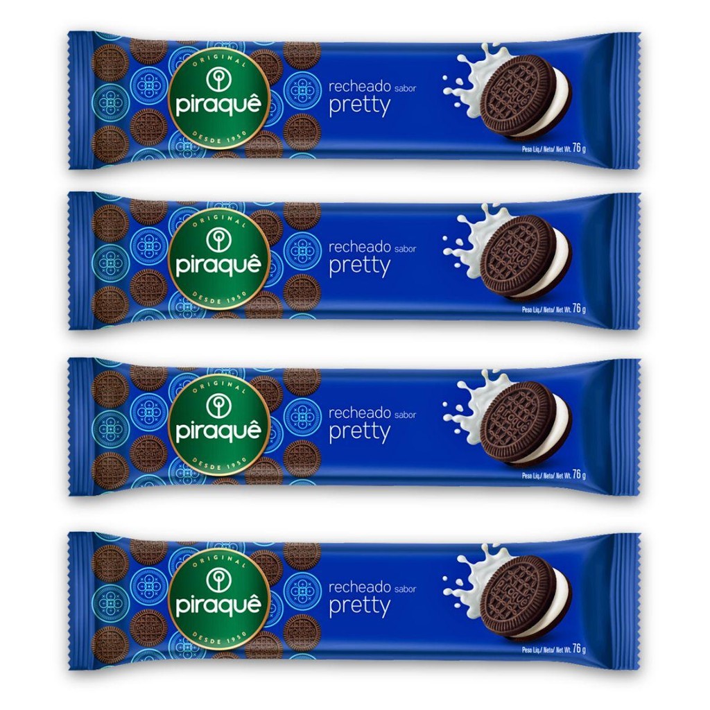Kit 4un Pacote Biscoito Recheio 76G Pretty Piraquê em Oferta na Shopee