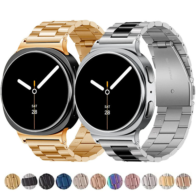 Pulseira De Metal Para Samsung Galaxy Watch 8 40mm 44mm 8 Clássico 46mm Aço Inox
