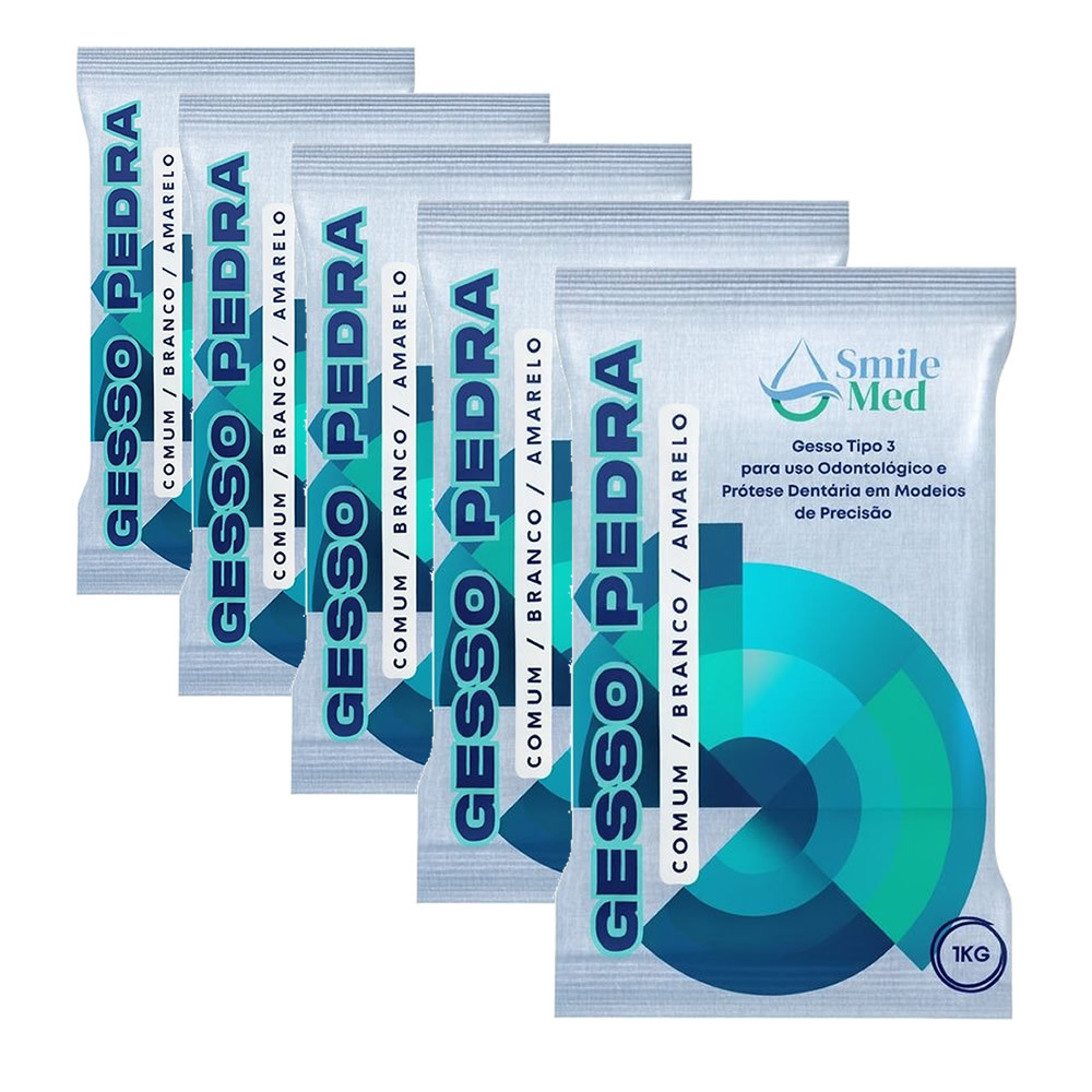 Kit 5 Gesso Pedra Amarelo Tipo III 1kg - SmileMed em Oferta na Shopee