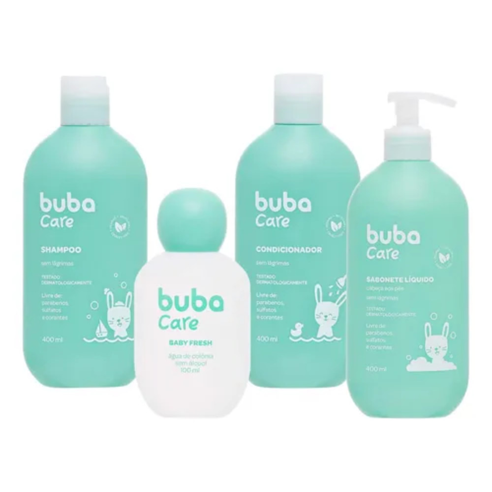 KIT SHAMPOO 400, COND 400, SAB LIQ 400 E COLÔNIA - BUBA CARE em Oferta na Shopee