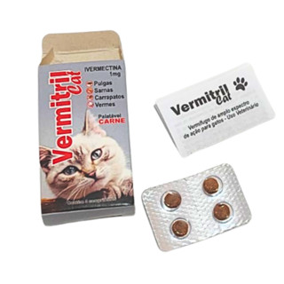 Vermitril gatos Anti Pulgas E Carrapatos 4 Comprimidos mastigáveis em Oferta na Shopee