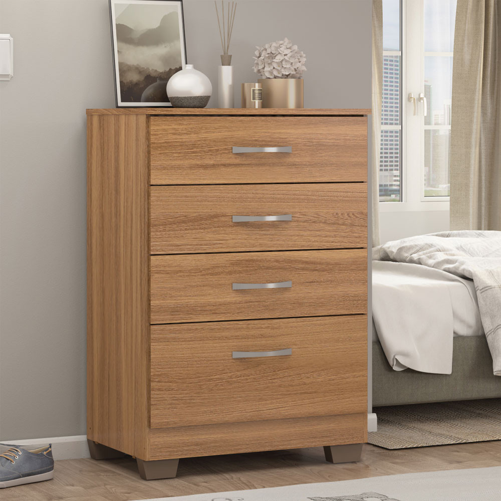 Cômoda 04 Gavetas Astral MDP com 04 Pés Demobile em Oferta na Shopee