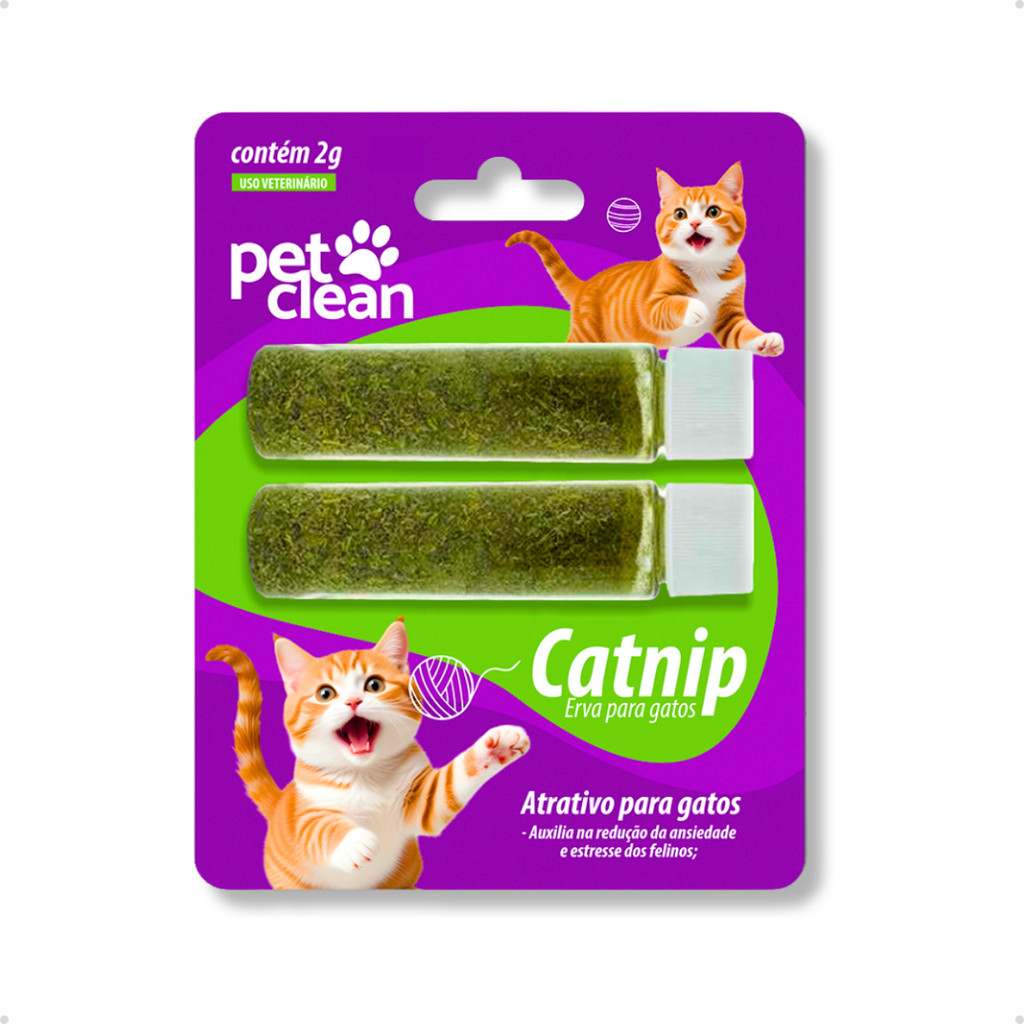 Atrativo Catnip Erva de Gato Erva Gateira para Gatos 2 Frascos 2g Pet Clean