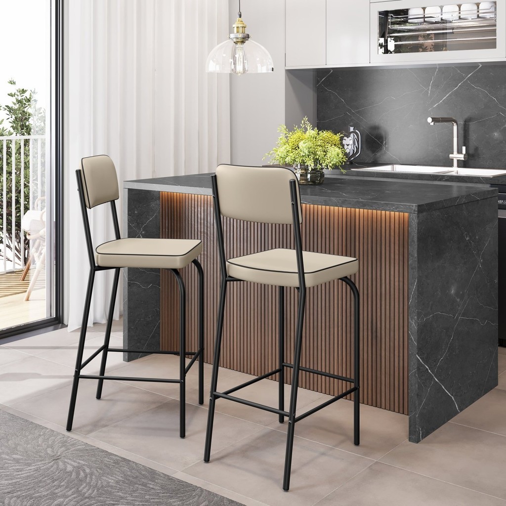 Kit 2 Banquetas Altas para Cozinha Vintage Preto/Off White em Oferta na Shopee