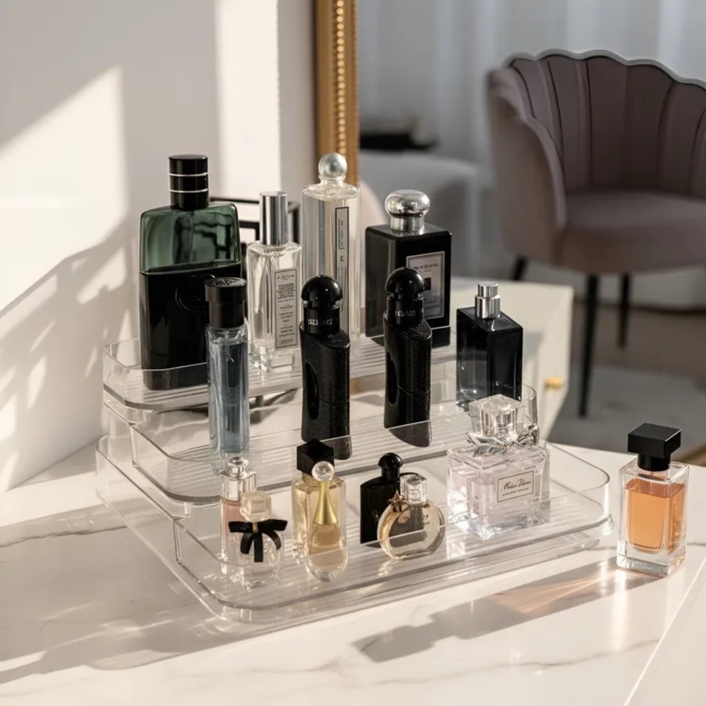 Expositor de Perfumes Cosméticos Organizador 3 Andares Transparente