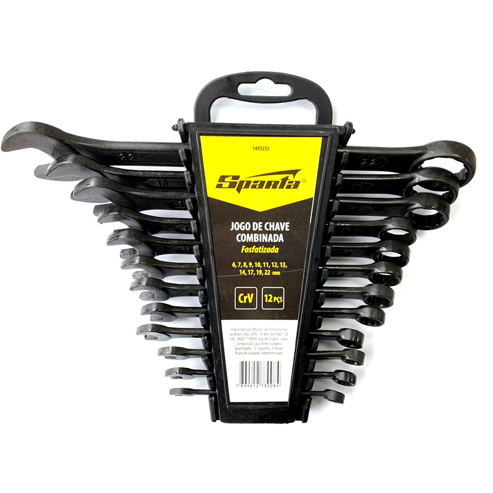 JOGO DE CHAVE COMBINADA, CROMO VANADIO, FOSFATIZADAS, 6-22MM, 12PCS // SPARTA