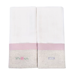 Kit Pano De Boca Minasrey Bordado Flores - 2 Peças