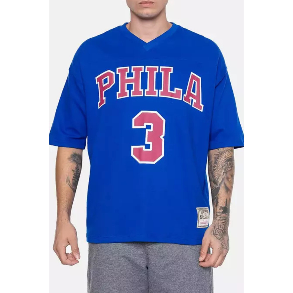 Camiseta NBA Mitchell Ness Philadelphia 76Ers Football Hwc Royal