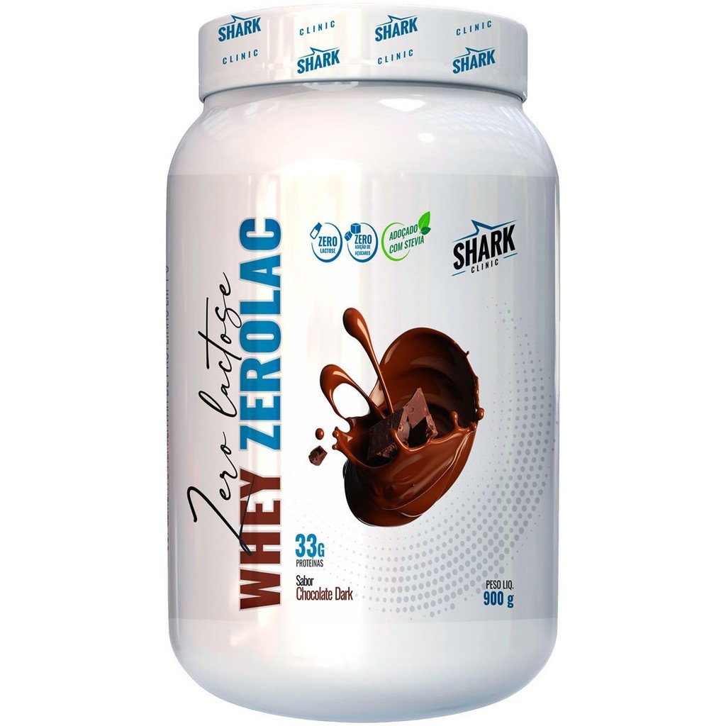 Whey ZeroLac - 900g Chocolate Dark - Shark Clinic em Oferta na Shopee