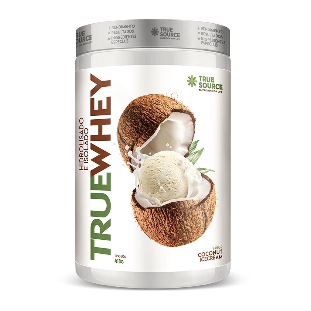 True Whey Protein Hidrolisado e Isolado - 418g Coconut Ice Cream - True Source em Oferta na Shopee