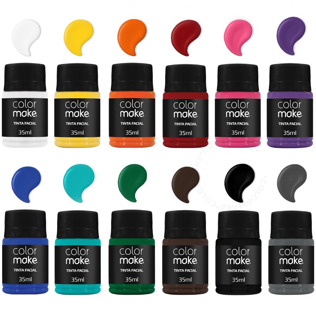 Tinta facial 35ml Colormake Maquiagem artística Escola Halloween Circo