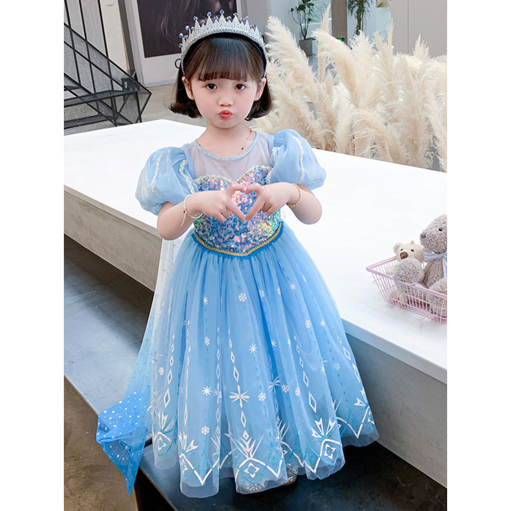 High-End congelado crianças elsa vestido de princesa meninas saia dia de verão 6 novo vestido elsa elsa