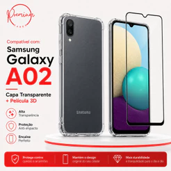 Capa Capinha Anti Impacto Para Galaxy A02 + Película 3D Vidro Temperado