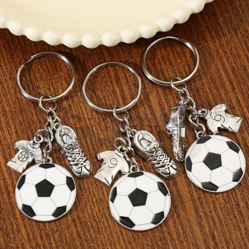 Chaveiro De Futebol De Bola Esportiva-Pingente Esmaltado Da Moda De Chave De Acessórios De Bolsa-Festa De Presente-Chave