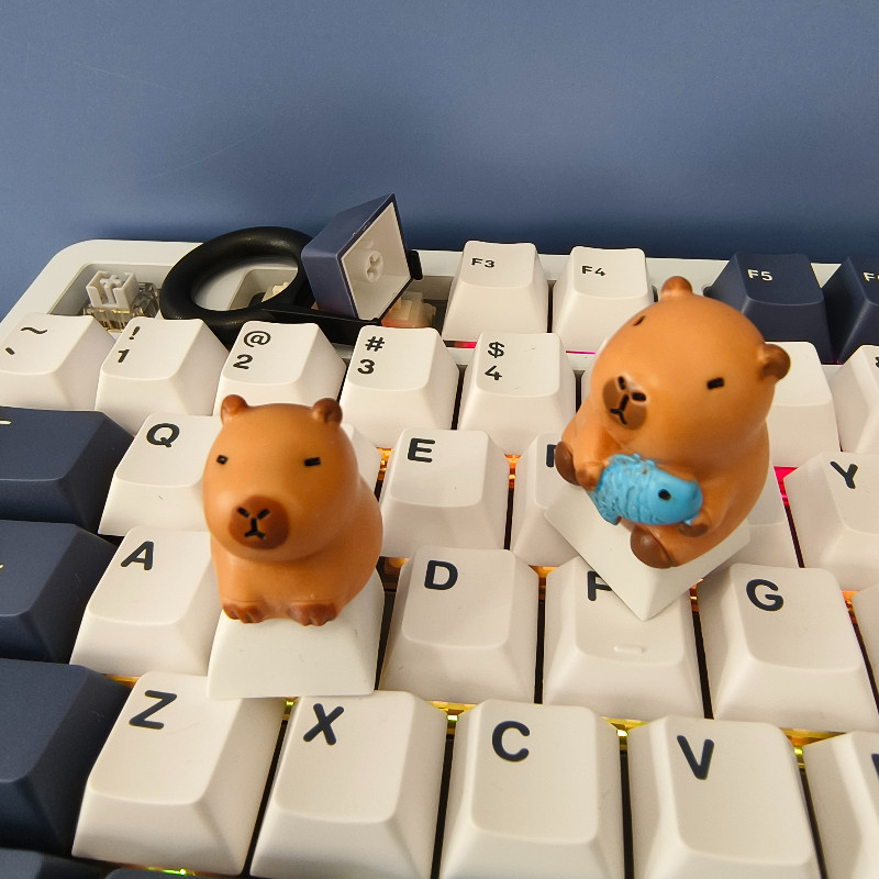 Kapibara DIY Personalizado Keycap Segurar Peixe Capivara Bonito Keycaps Para Teclado Mecânico Tampas Resina Artesanal Ch
