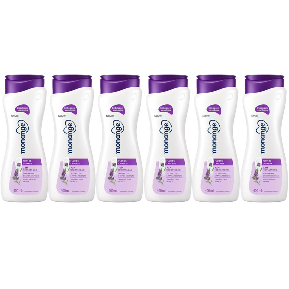 Kit Creme Hidratante Corporal Monange Flor de Lavanda 400ml - 6 Unidades