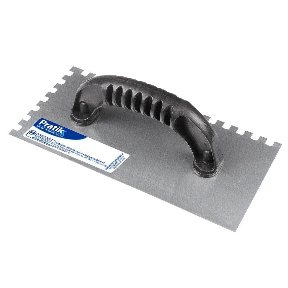 Desempenadeira Aço Dentada Pratik 25,5X12cm Cabo Plástico