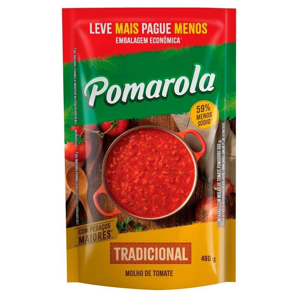 Molho de Tomate Pomarola Tradicional Sachê 460g Embalagem com 24 Unidades
