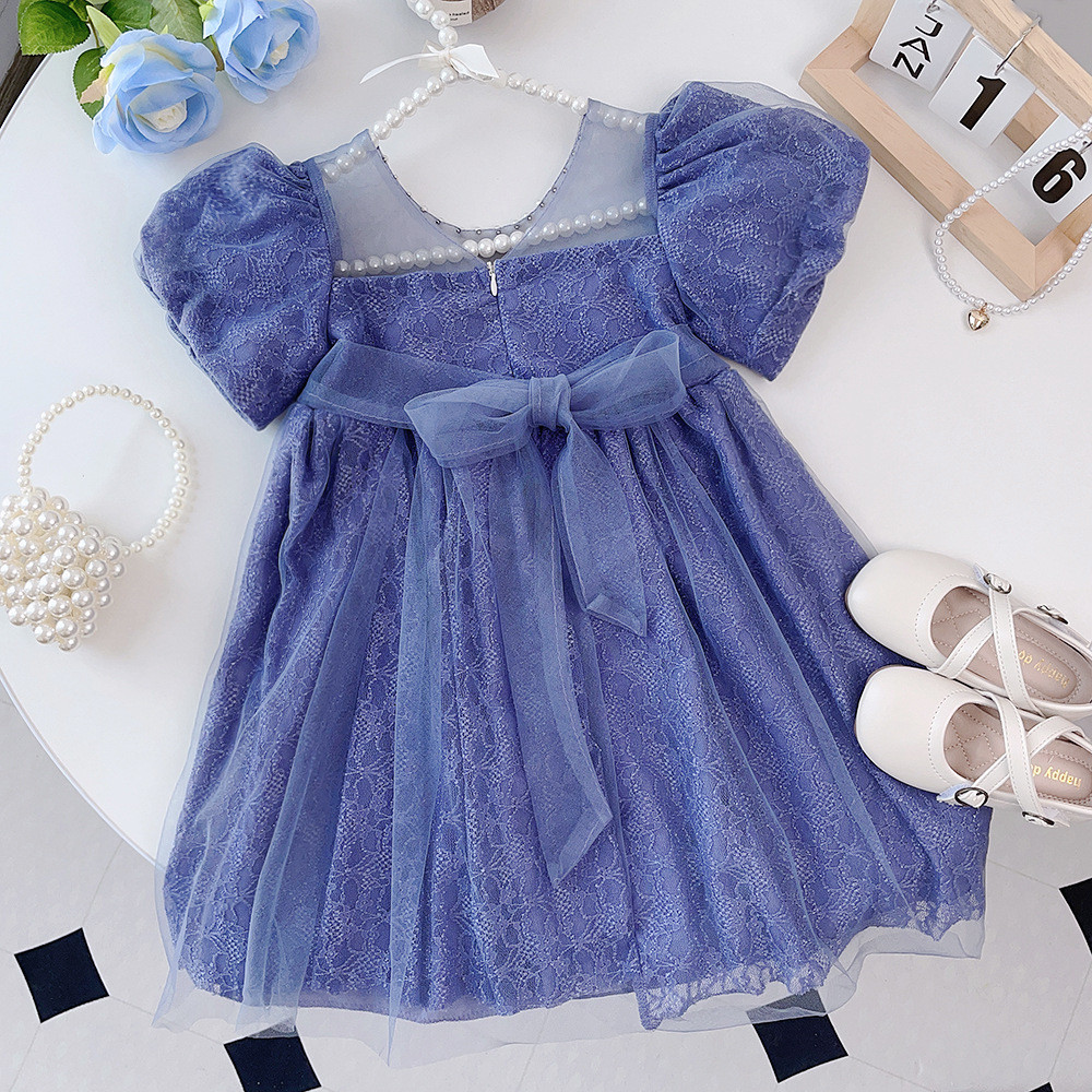 Vestido De Verão Princesa Roxo Fofo De Tule Para Meninas Em Estoque Pronto