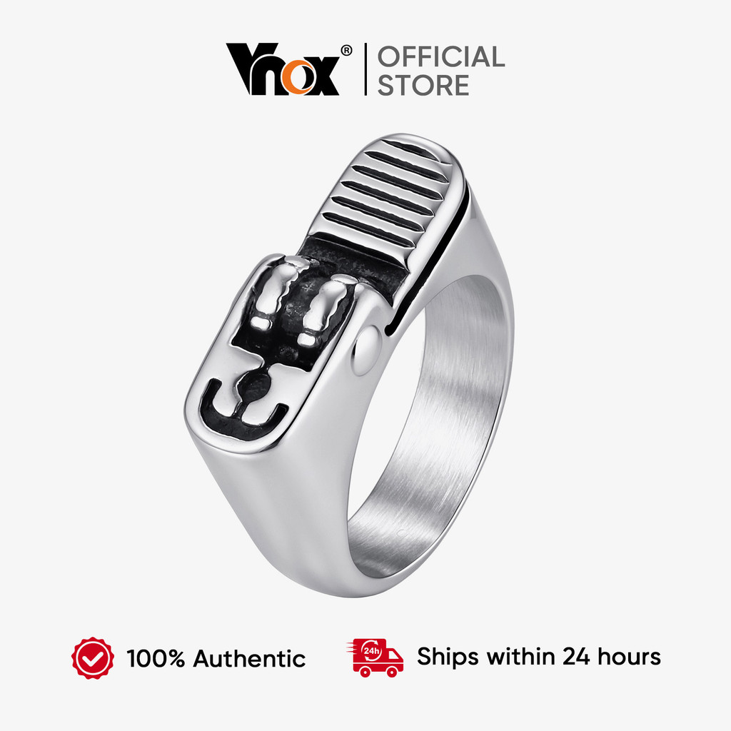 Anel Masculino Em Formato De Isqueiro Vnox , Hipoalergênico Antidesbotamento De Aço Inoxidável Exclusivo Para Presente P