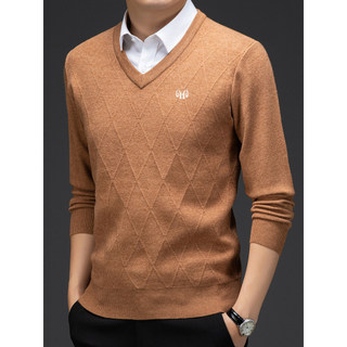 Novo masculino com decote em v camisola de caxemira máquina lavável engrossado gola coração camisola pai camisola quente