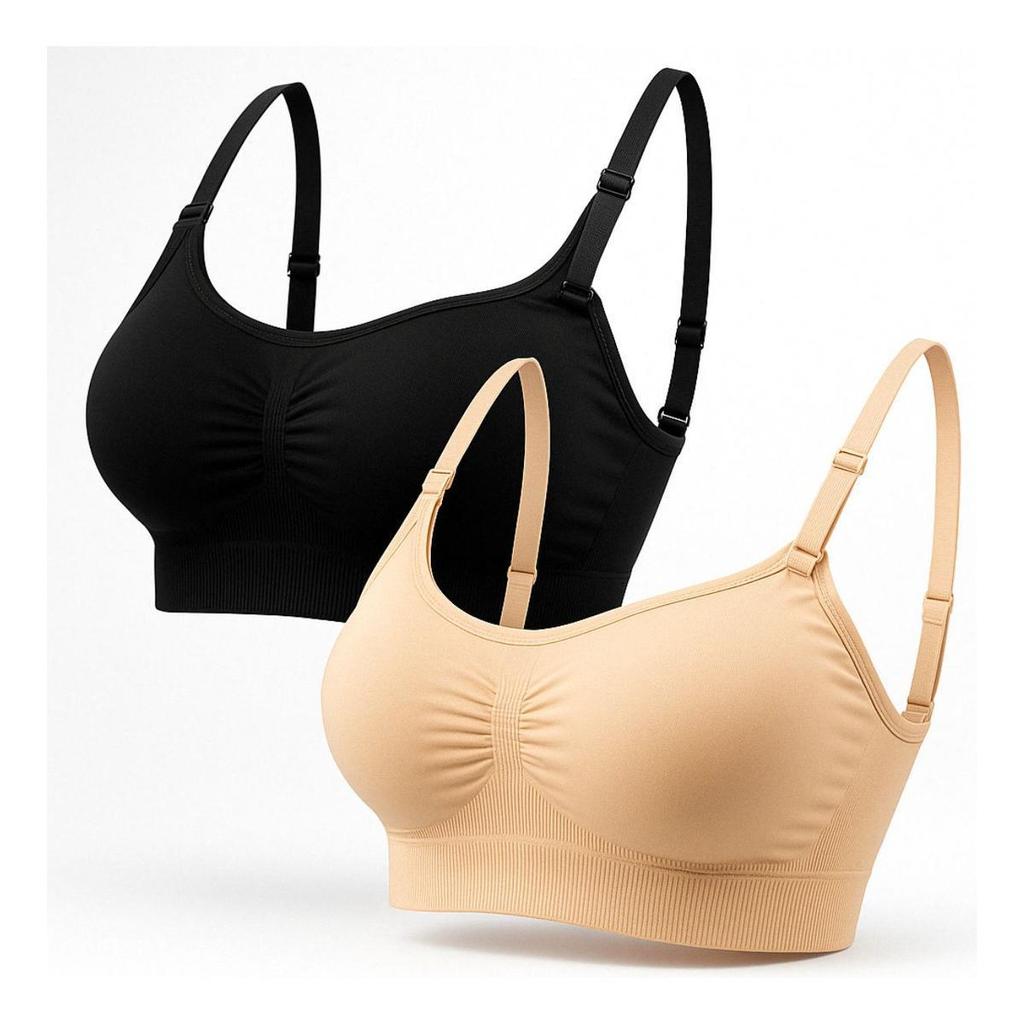 Kit com 2 tops femininos com alças reguláveis e fecho ajustável. Top feminino macio e confortável.