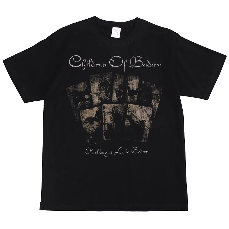 Camiseta Preta Unisex Design com Imagens Mysticas Textos "Children Of Bodom" e "Nothing Left To Lose" Moda Urbana Alta Q