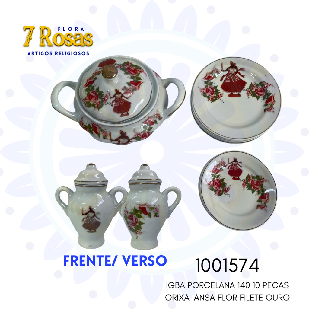 IGBA PORCELANA 140 10 PECAS ORIXA IANSA FLOR FILETE OURO