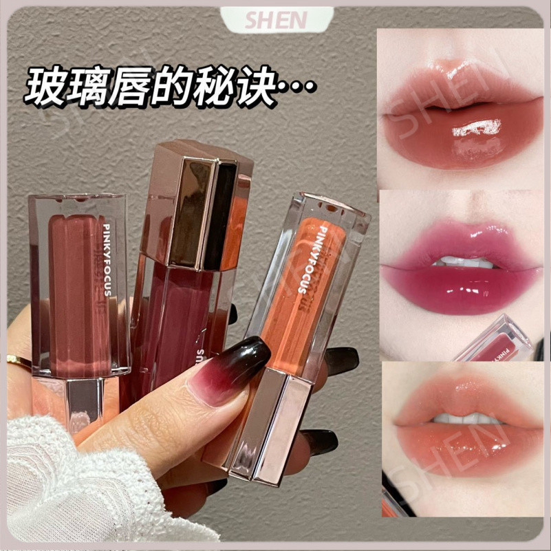 DG Zhencai Light Translúcido Lip Gloss Hidratante Água Gloss Espelho Lip Glaze Outono Inverno Maquiagem Hidratante