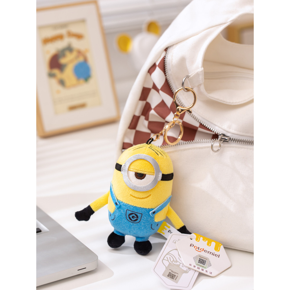 Genuíno desprezível Me Minion pingente boneca tim urso pingente saco chaveiro brinquedo de pelúcia boneca presente