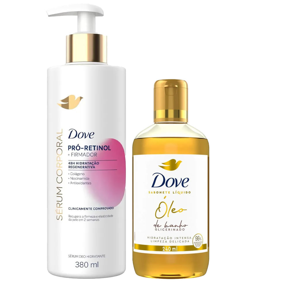 Kit Dove Sérum Corporal Pró-Retinol 380ml + Óleo De Banho Glicerinado 240ml
