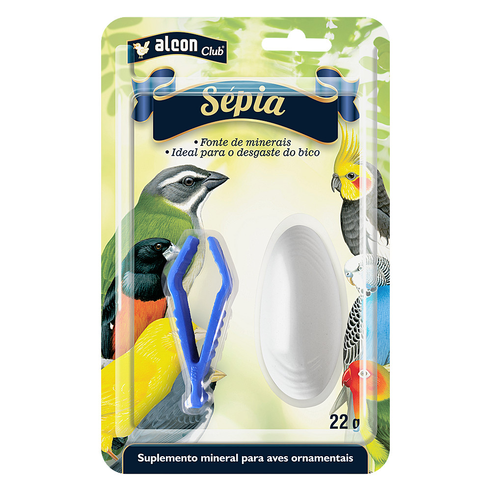 Suplemento Mineral Alcon Club Sepia para Aves Calopsita Periquito Curió Coleiro 22g Cálcio Fósforo Magnésio