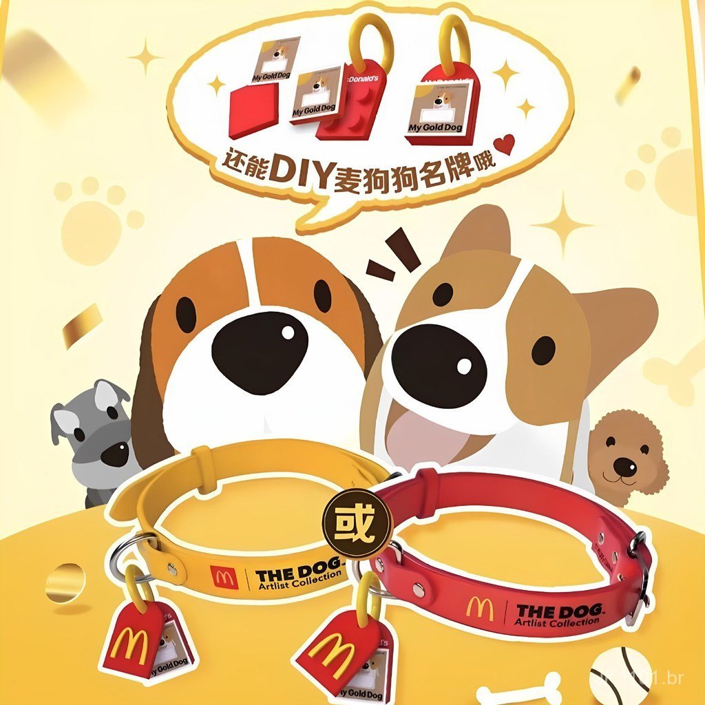 Coleira para Cães McDonald's My Gold Dog Edição Limitada Conjunto de Coleira para Cães McDonald's Mohair Universal Outro