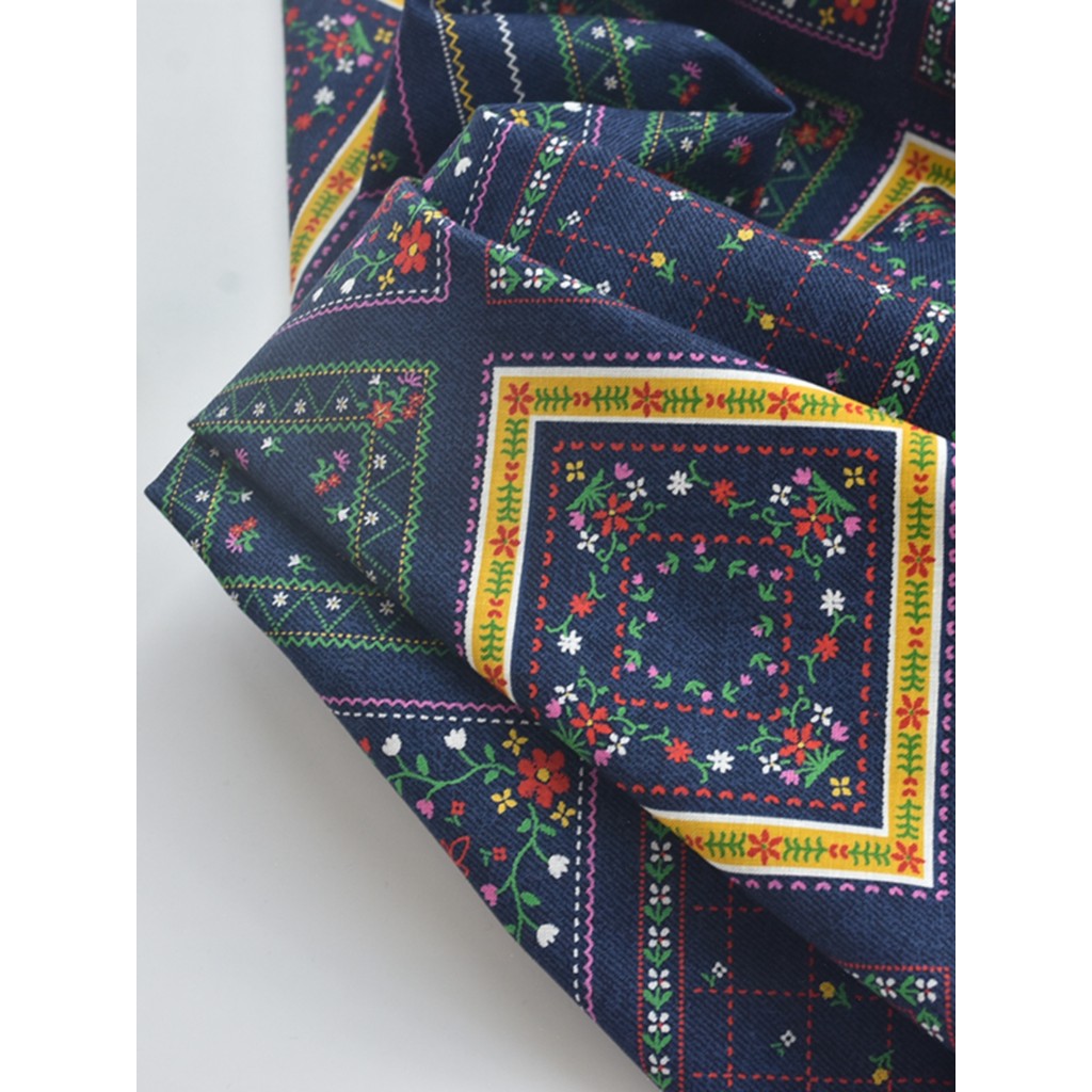 Tecido de massa pequena puro algodão xadrez flor tecido xadrez roupas de algodão calças impressão artesanal diy