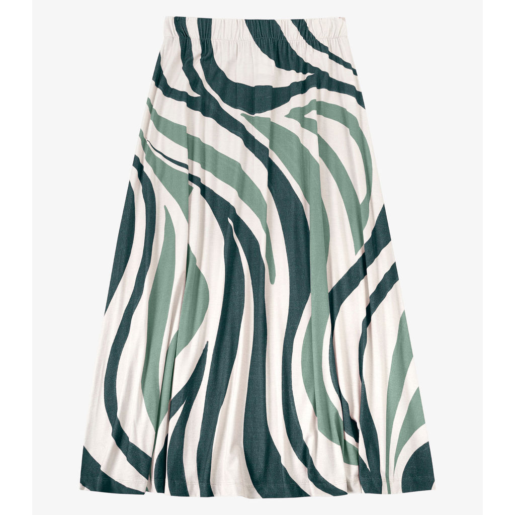 Saia Feminina Super Midi Evasê Estampada Endless Verde