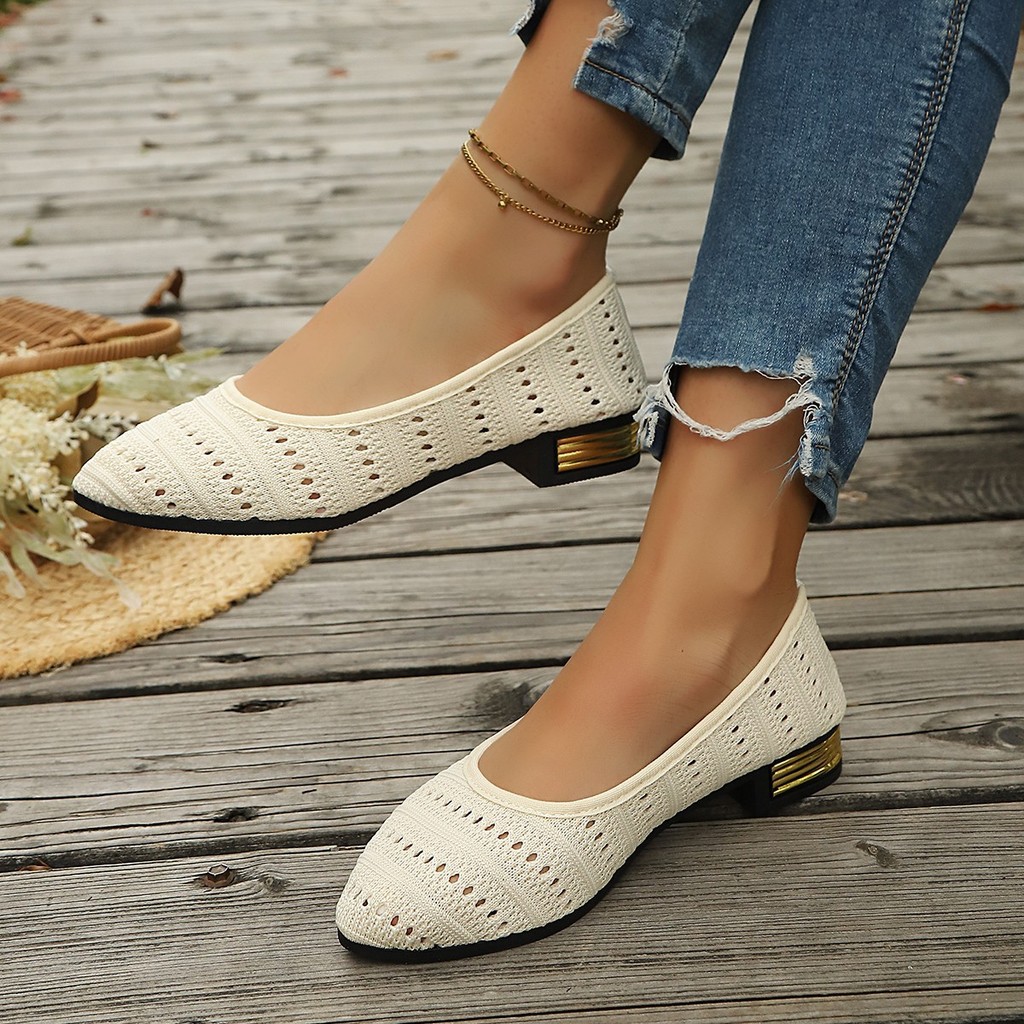 Salto grosso plano salto baixo dedo do pé redondo confortável estilo Casual sapatos únicos femininos Plus Size 42
