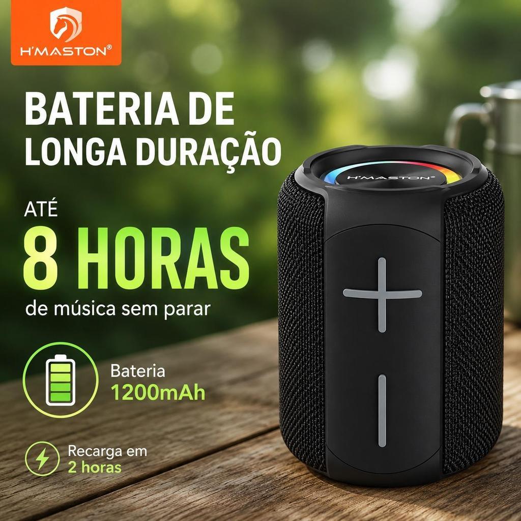 H'maston TN07 Caixinha De Som Bluetooth Caixa De Som Blootooth Caixa De Som Bluetooth Portátil Som Caixa Bluetooth IPX6 — imagem 2 de 2