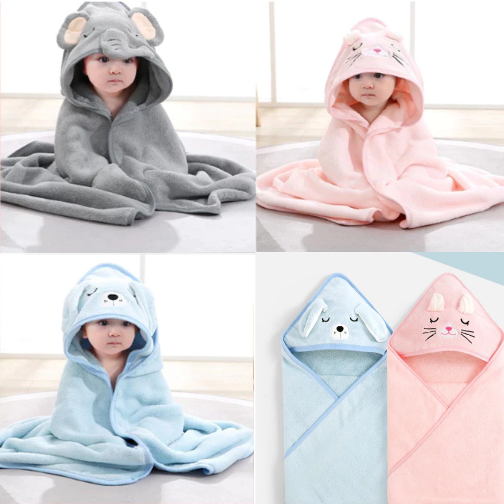 Toalha De Banho Bebê Capuz Roupão Infantil Recém Nascido Criança Bichinho Absorvente Com Pelinhos 80 x 80cm