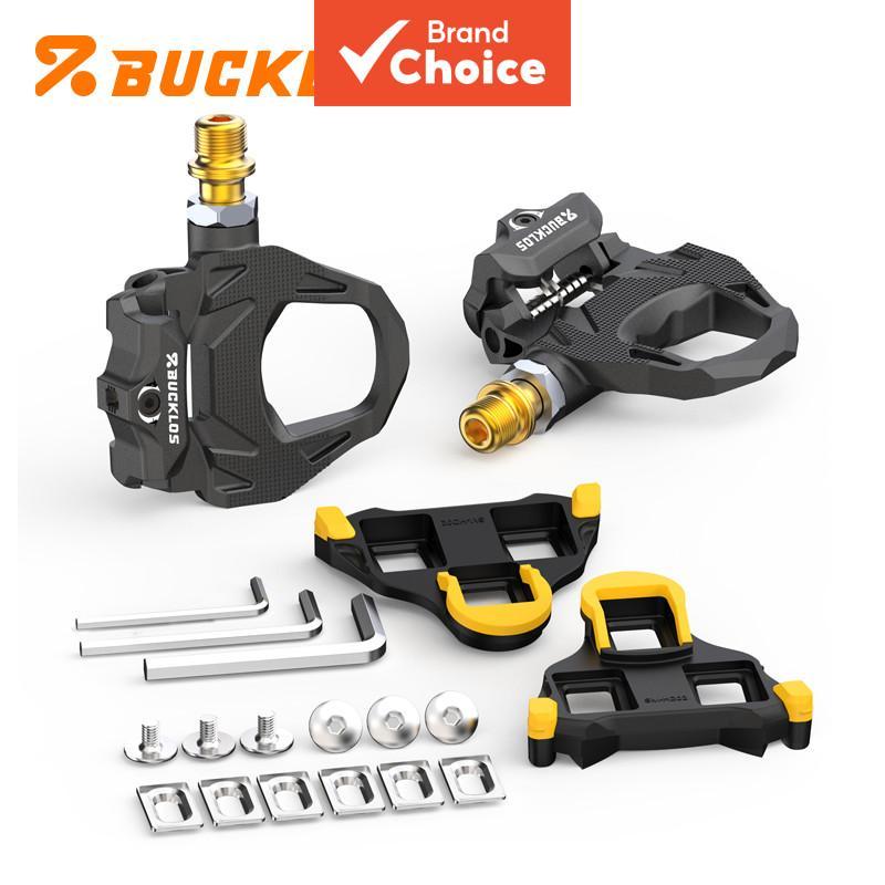 Pedais de Bicicleta BUCKLOS para Speed (SPD-SL), Plataforma Sem Presilha, 6 Graus, Com Tacos, Ultraleves, Partes para