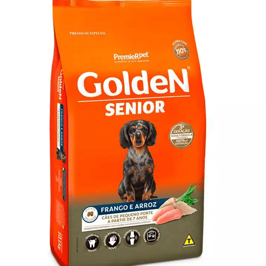 Ração 10,1Kg Golden Cães Sênior Raças Pequenas Mini Bites Frango e Arroz